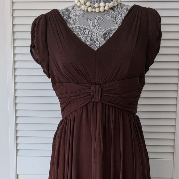Chocolate Brown Chiffon Cocktail Dress - Picture 1 of 8